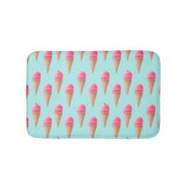 Roze Aardbeien Ice Cone Pattern, Blue Badmat
