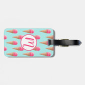 Roze Aardbeien Ice Cone Pattern, Blue Bagagelabel (Achterkant horizontaal)