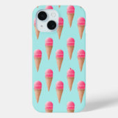 Roze Aardbeien Ice Cone Pattern, Blue Case-Mate iPhone Case (Achterkant)