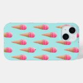 Roze Aardbeien Ice Cone Pattern, Blue Case-Mate iPhone Case (Achterkant (horizontaal))