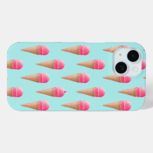 Roze Aardbeien Ice Cone Pattern, Blue Case-Mate iPhone Case (Achterkant (horizontaal))