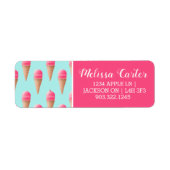 Roze Aardbeien Ice Cone Pattern, Blue Etiket (Voorkant)