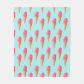 Roze Aardbeien Ice Cone Pattern, Blue Fleece Deken (Voorkant)