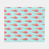 Roze Aardbeien Ice Cone Pattern, Blue Fleece Deken (Voorkant (Horizontaal))