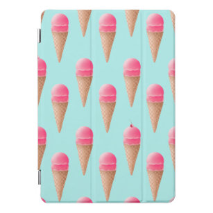 Roze Aardbeien Ice Cone Pattern, Blue iPad Pro Cover