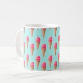 Roze Aardbeien Ice Cone Pattern, Blue Koffiemok (Voorkant links)