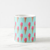 Roze Aardbeien Ice Cone Pattern, Blue Koffiemok (Center)