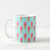 Roze Aardbeien Ice Cone Pattern, Blue Koffiemok (Links)
