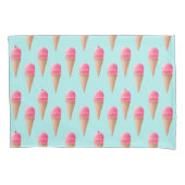 Roze Aardbeien Ice Cone Pattern, Blue Kussensloop (Voorkant)
