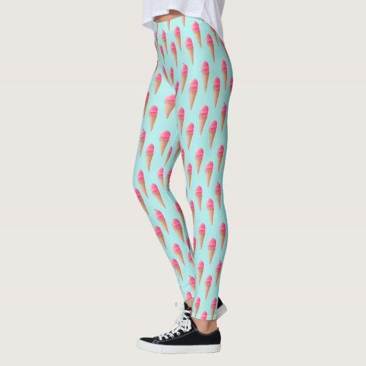 Roze Aardbeien Ice Cone Pattern, Blue Leggings (Links)