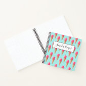 Roze Aardbeien Ice Cone Pattern, Blue Notitieboek (Binnen)