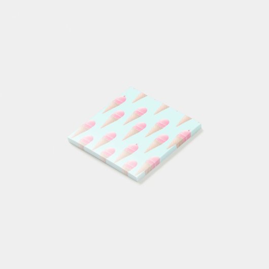 Roze Aardbeien Ice Cone Pattern, Blue Post-it® Notes (Schuin)