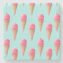 Roze Aardbeien Ice Cone Pattern, Blue