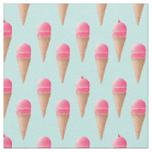 Roze Aardbeien Ice Cone Pattern, Blue