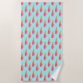 Roze Aardbeien Ice Cone Pattern, Blue Strandlaken (Voorkant)