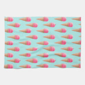 Roze Aardbeien Ice Cone Pattern, Blue Theedoek (Horizontaal)