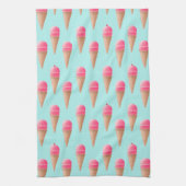 Roze Aardbeien Ice Cone Pattern, Blue Theedoek (Verticaal)