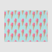 Roze Aardbeien Ice Cone Pattern, Blue Tissuepapier (Voorkant)