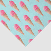 Roze Aardbeien Ice Cone Pattern, Blue Tissuepapier (Detail)