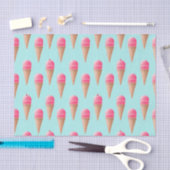 Roze Aardbeien Ice Cone Pattern, Blue Tissuepapier (Craft)