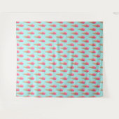 Roze Aardbeien Ice Cone Pattern, Blue Wandkleed (Voorkant (horizontaal))