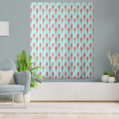 Roze Aardbeien Ice Cone Pattern, Blue Wandkleed