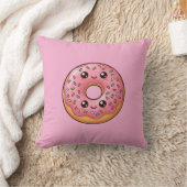 Roze Aardbeien IJsdonut Kawaii Kussen Hoofdkussen (Deken)