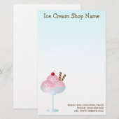 Roze Aardbeien Ijszaak Briefpapier (Voorkant / Achterkant)