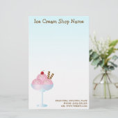 Roze Aardbeien Ijszaak Briefpapier (Staand voorkant)