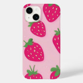 Roze aardbeien iPhone 14 hoesje (Achterkant)