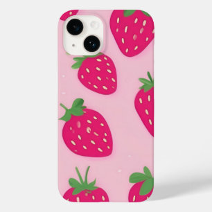 Roze aardbeien iPhone 14 hoesje