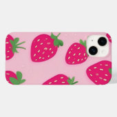 Roze aardbeien iPhone 14 hoesje (Achterkant (horizontaal))