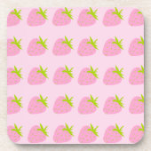 Roze Aardbeien Leuke Patroon Bier Onderzetter (Voorkant)