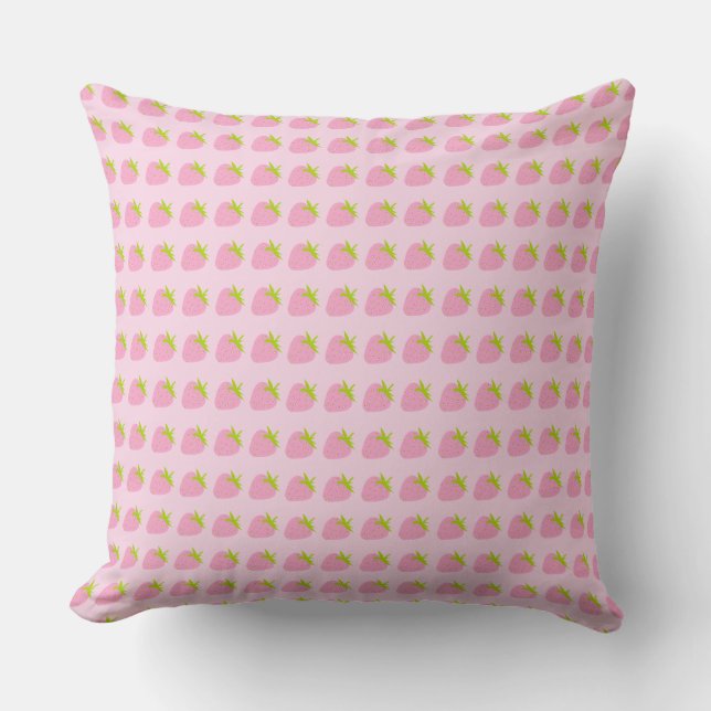 Roze Aardbeien Mooie Patroon Kussen (Voorkant)