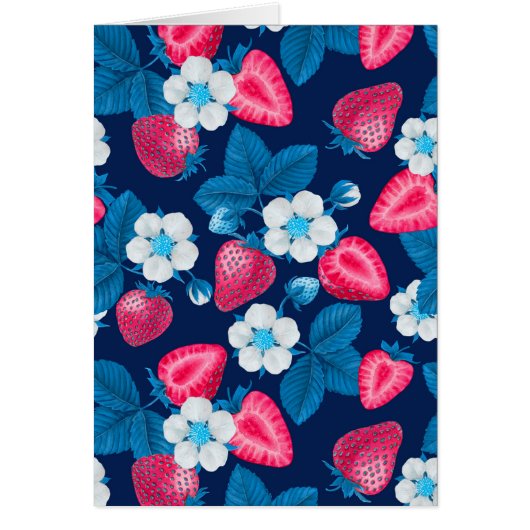 Roze aardbeien op blauw (Voorkant)