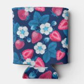 Roze aardbeien op blauw blikjeskoeler (Achterkant)