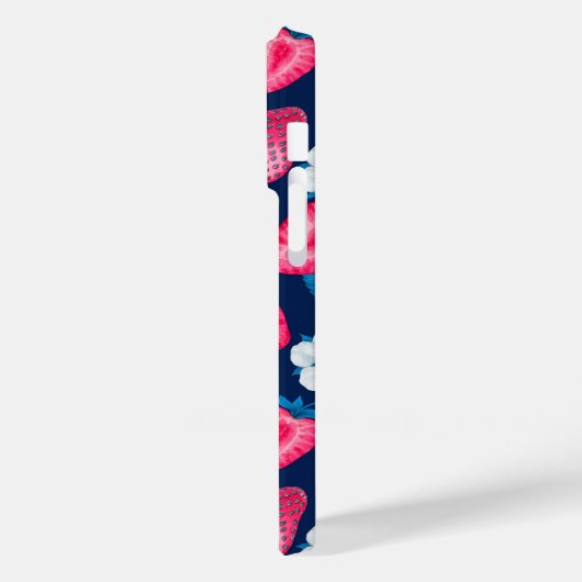 Roze aardbeien op blauw Case-Mate iPhone case (Achterkant / Links)