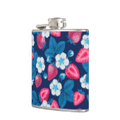 Roze aardbeien op blauw heupfles (Links)