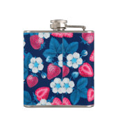 Roze aardbeien op blauw heupfles (Achterkant)