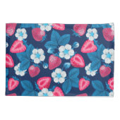 Roze aardbeien op blauw kussensloop (Achterkant)