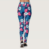 Roze aardbeien op blauw leggings (Achterkant)