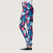 Roze aardbeien op blauw leggings (Links)