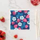 Roze aardbeien op blauw servet (Insitu)