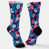 Roze aardbeien op blauw sokken (Gebogen)