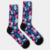 Roze aardbeien op blauw sokken (Rechts)