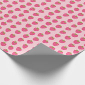 Roze aardbeien patroon cadeaupapier (Hoek)