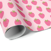 Roze aardbeien patroon cadeaupapier (Rol Hoek)