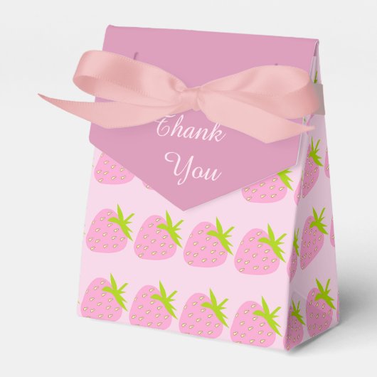 Roze Aardbeien Patroon Mooie Bedankdoosjes (Voorkant Zijde)