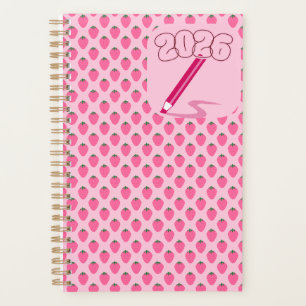 Roze Aardbeien Planner, Schattig Fruit Aesthetisch Planner
