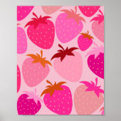 Roze aardbeien poster (Voorkant)